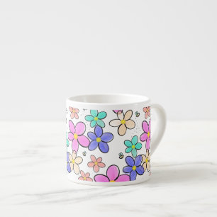 colourful rainbow bright flowers bumble bees flora espresso cup