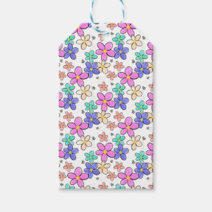 colourful rainbow bright flowers bumble bees flora gift tags