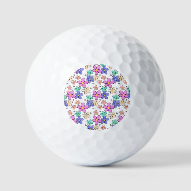 colourful rainbow bright flowers bumble bees flora golf balls (Front)