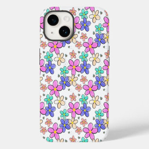colourful rainbow bright flowers bumble bees flora iPhone 14 case