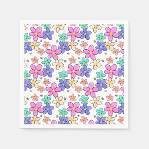 colourful rainbow bright flowers bumble bees flora napkin