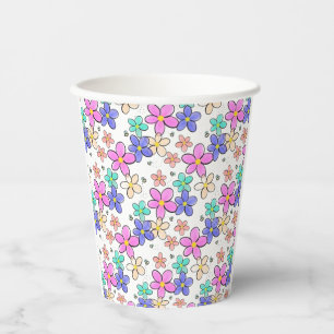 colourful rainbow bright flowers bumble bees flora paper cups