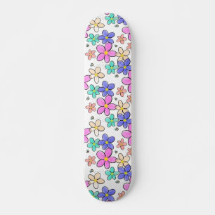 colourful rainbow bright flowers bumble bees flora skateboard