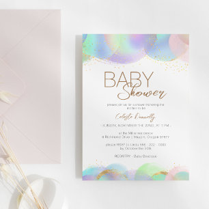 Colourful Rainbow Bubble Gender Neutral Baby Showe Invitation