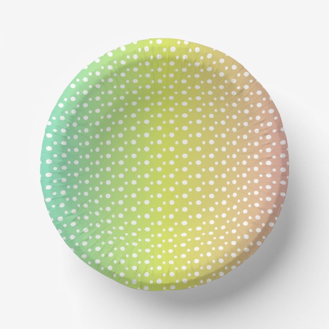 Colourful rainbow bubble gradient  paper plate (Front)
