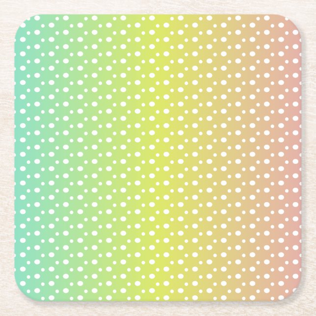 Colourful rainbow bubble gradient   square paper coaster (Front)