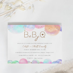 Colourful Rainbow Bubbles Baby-Q BBQ Baby Shower Invitation