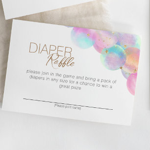 Colourful Rainbow Bubbles Baby Shower Diaper Raffl Enclosure Card