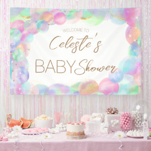 Colourful Rainbow Bubbles Baby Shower Welcome Banner