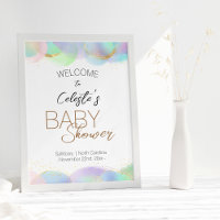 Colourful Rainbow Bubbles White Baby Shower Welcom