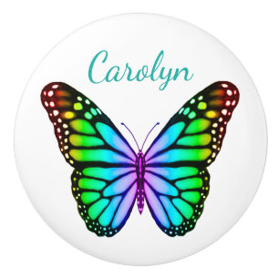 Colourful Rainbow Butterflies Ceramic Knob