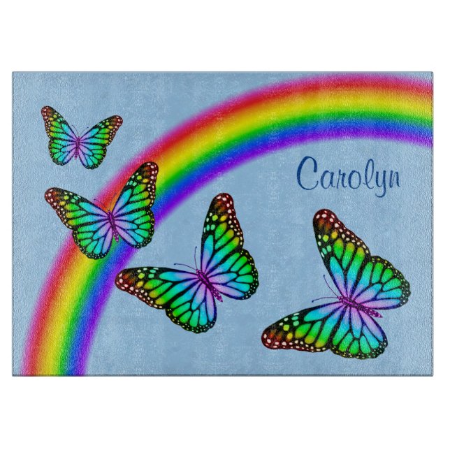 Colourful Rainbow Butterflies Cutting Board (Front)