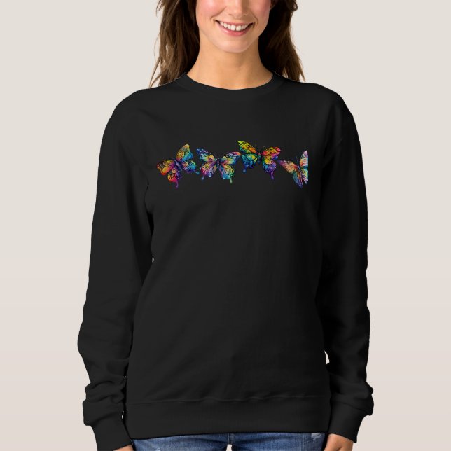 Colourful rainbow butterfly women Monarch butterfl Sweatshirt (Front)