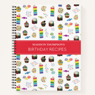 Colourful Rainbow Cake Desserts Recipe Cookbook Notebook