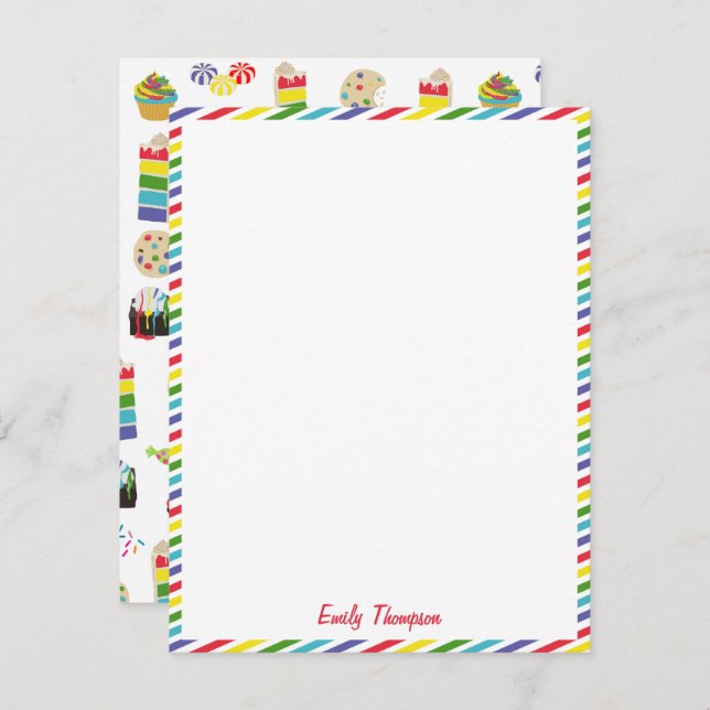 Colourful Rainbow Cake Desserts & Sprinkles Kids Card (Front/Back)