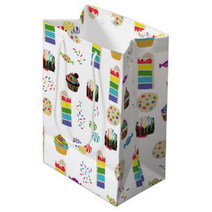 Colourful Rainbow Cake Desserts & Sprinkles Patter Medium Gift Bag