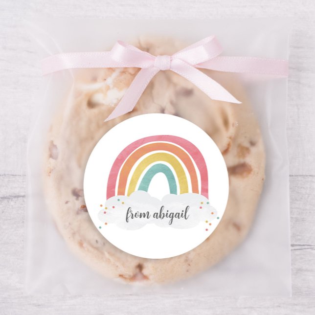 Colourful Rainbow Calligraphy Kids Birthday Classic Round Sticker (Creator Uploaded)