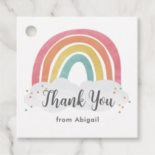 Colourful Rainbow Calligraphy Kids Birthday Favour Tags