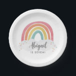 Colourful Rainbow Calligraphy Kids Birthday Paper Plate<br><div class="desc">Colourful Rainbow Calligraphy Kids Birthday Paper Plates feature a hand drawn rainbow in shades of pink,  orange,  yellow and turquoise and a trendy calligraphy name.</div>