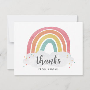 Colourful Rainbow Calligraphy Kids Birthday Thank You Card