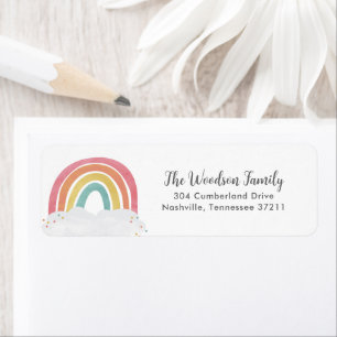 Colourful Rainbow Calligraphy Return Address 