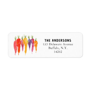 Colourful Rainbow Carrots Watercolor Return Addres