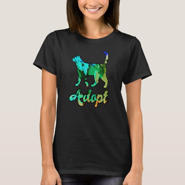 Colourful Rainbow Cat Adoption T-Shirt (Front)
