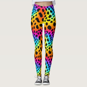 Colourful Rainbow Cheetah Seamless Pattern  Leggings