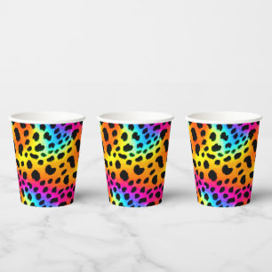 Colourful Rainbow Cheetah Seamless Pattern   Paper Cups