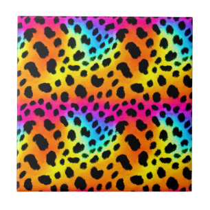 Colourful Rainbow Cheetah Seamless Pattern Tile