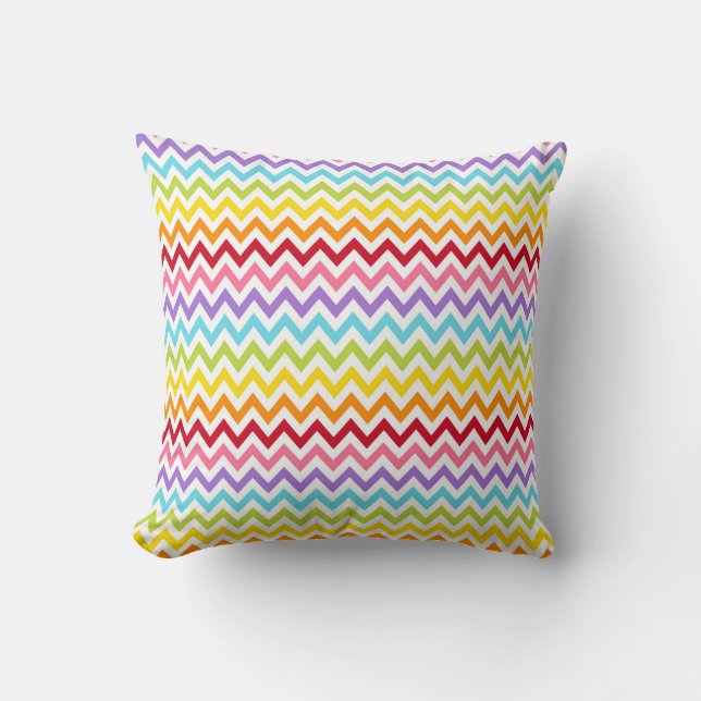 Colourful Rainbow Chevron Modern Decor Cushion (Front)