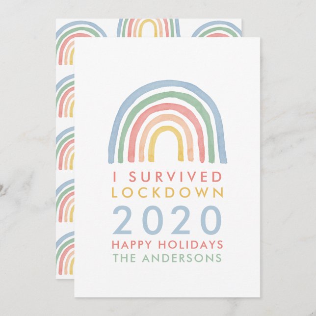 Colourful rainbow Christmas I survived lockdown (Front/Back)