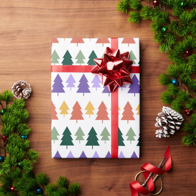 Colourful Rainbow Christmas Tree Wrapping Paper (Holiday Gift)