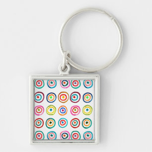 Colourful rainbow circles art watercolor key ring