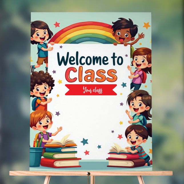 Colourful Rainbow Classroom Wall Art Acrylic Sign (Neutral)