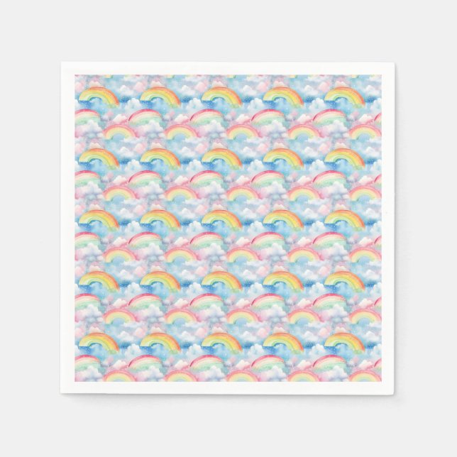 Colourful Rainbow, Cloud, and Snowflake Seamless Napkin (Front)