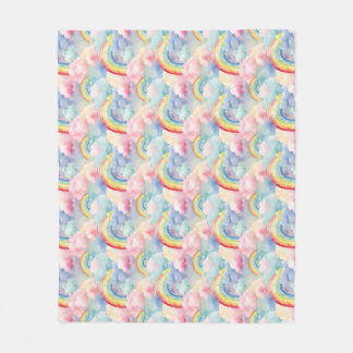 Colourful Rainbow, Cloud, and Star Fleece Blanket