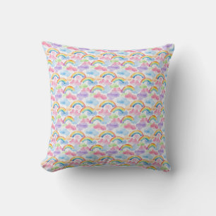 Colourful Rainbow, Cloud, and Star Pattern Cushion