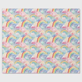 Colourful Rainbow, Cloud, and Star Wrapping Paper