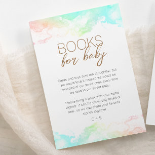 Colourful Rainbow Clouds Baby Shower Book Request Enclosure Card
