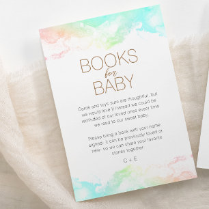 Colourful Rainbow Clouds Baby Shower Books For Bab Enclosure Card