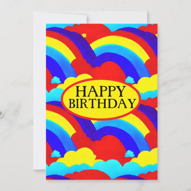 Colourful Rainbow Clouds Kids Holiday Card (Front)
