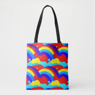 Colourful Rainbow Clouds Kids Pattern Tote Bag
