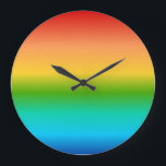 Colourful Rainbow colour gradient Large Clock<br><div class="desc">rainbow,  colourful,  multicolor,  multicolored,  gay,  homosexual,  flag,  gradient,  LGBT,  pretty,  beautiful,  colours,  colourful,  multicolour,  multicoloured,  homosexuality,  lesbian,  pride,  proud,  bisexual,  transgender,  hippy,  hippie,  spectrum,  colours,  bright,  vibrant,  happy,  visible,  prisim,  abstract,  red,  orange,  yellow,  green,  blue,  roygbiv,  rainbows,  smooth,  modern,  contemporary,  stylish,   design,  graphic, </div>