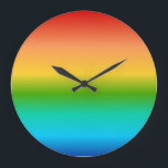 Colourful Rainbow colour gradient Large Clock<br><div class="desc">rainbow,  colourful,  multicolor,  multicolored,  gay,  homosexual,  flag,  gradient,  LGBT,  pretty,  beautiful,  colours,  colourful,  multicolour,  multicoloured,  homosexuality,  lesbian,  pride,  proud,  bisexual,  transgender,  hippy,  hippie,  spectrum,  colours,  bright,  vibrant,  happy,  visible,  prisim,  abstract,  red,  orange,  yellow,  green,  blue,  roygbiv,  rainbows,  smooth,  modern,  contemporary,  stylish,   design,  graphic, </div>