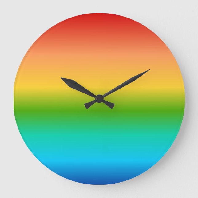 Colourful Rainbow colour gradient Large Clock (Front)