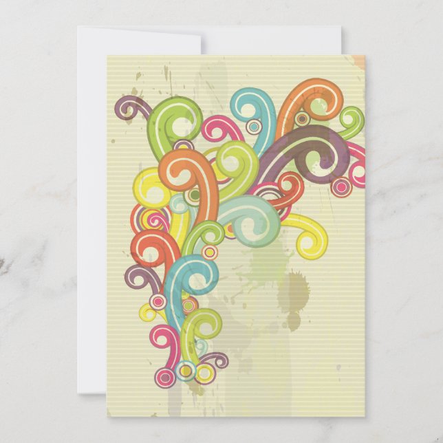 colourful rainbow colour retro swirls design (Front)
