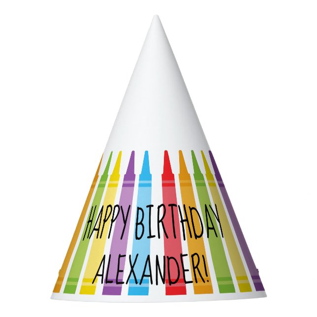 Colourful Rainbow Coloured Birthday Party Hat (Front)