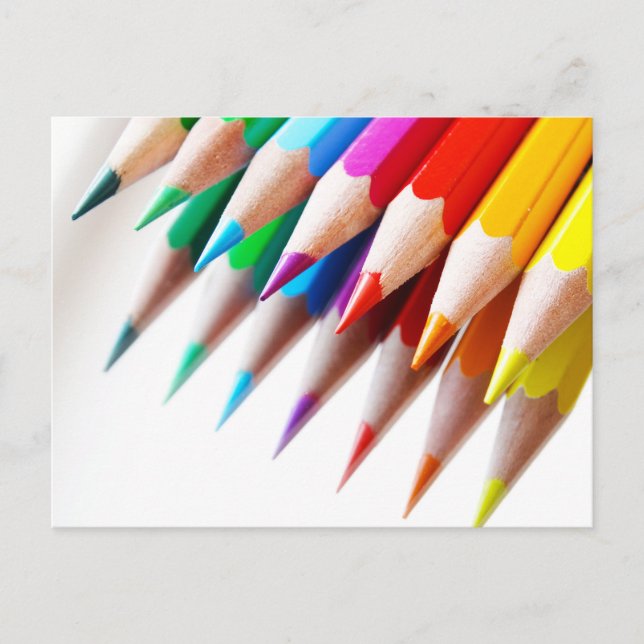 Colourful Rainbow Coloured Pencils Photo Postcard (Front)