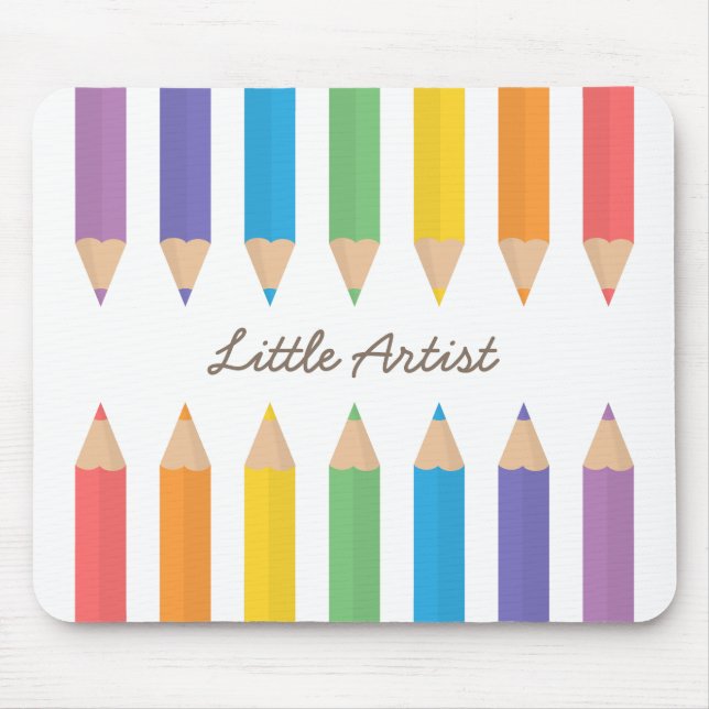 Colourful Rainbow Colouring Pencils School Kids Mouse Pad (Front)